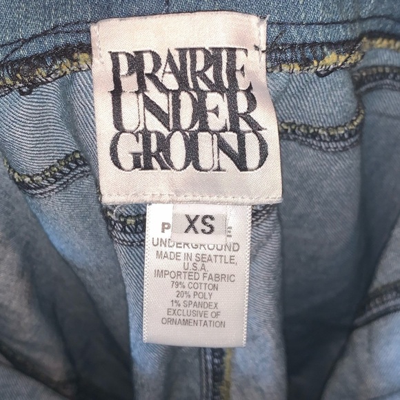 PRAIRIE UNDERGROUND Ruched Leg Pull On Glove Denim Jeggings Skinny Jeans Size XS - Picture 3 of 8